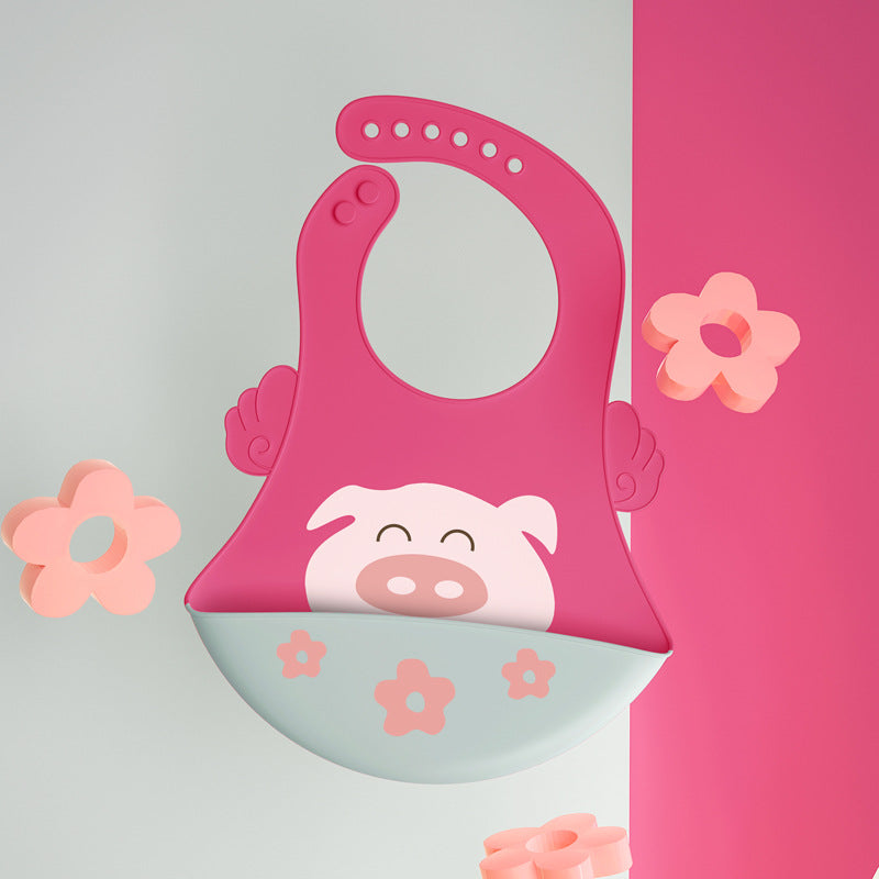 Easy-Clean Silicone Baby Bib with Spill Catcher