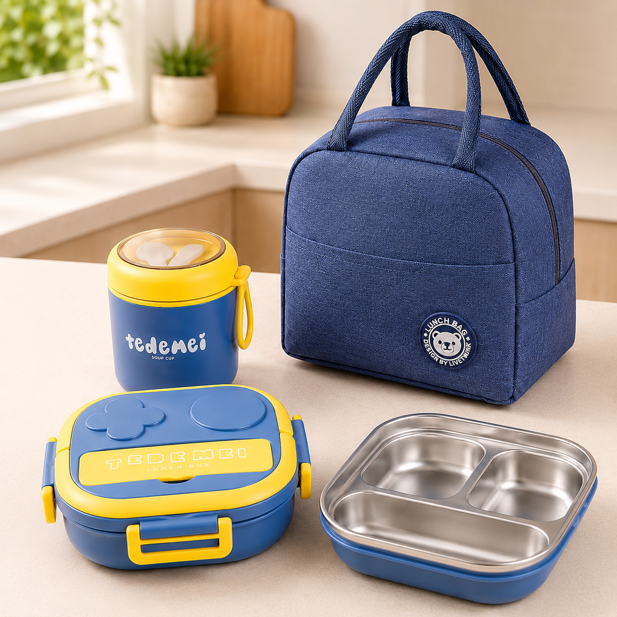Complete Kids Lunch Kit — Bento Box, Insulated Bag & Soup Cup