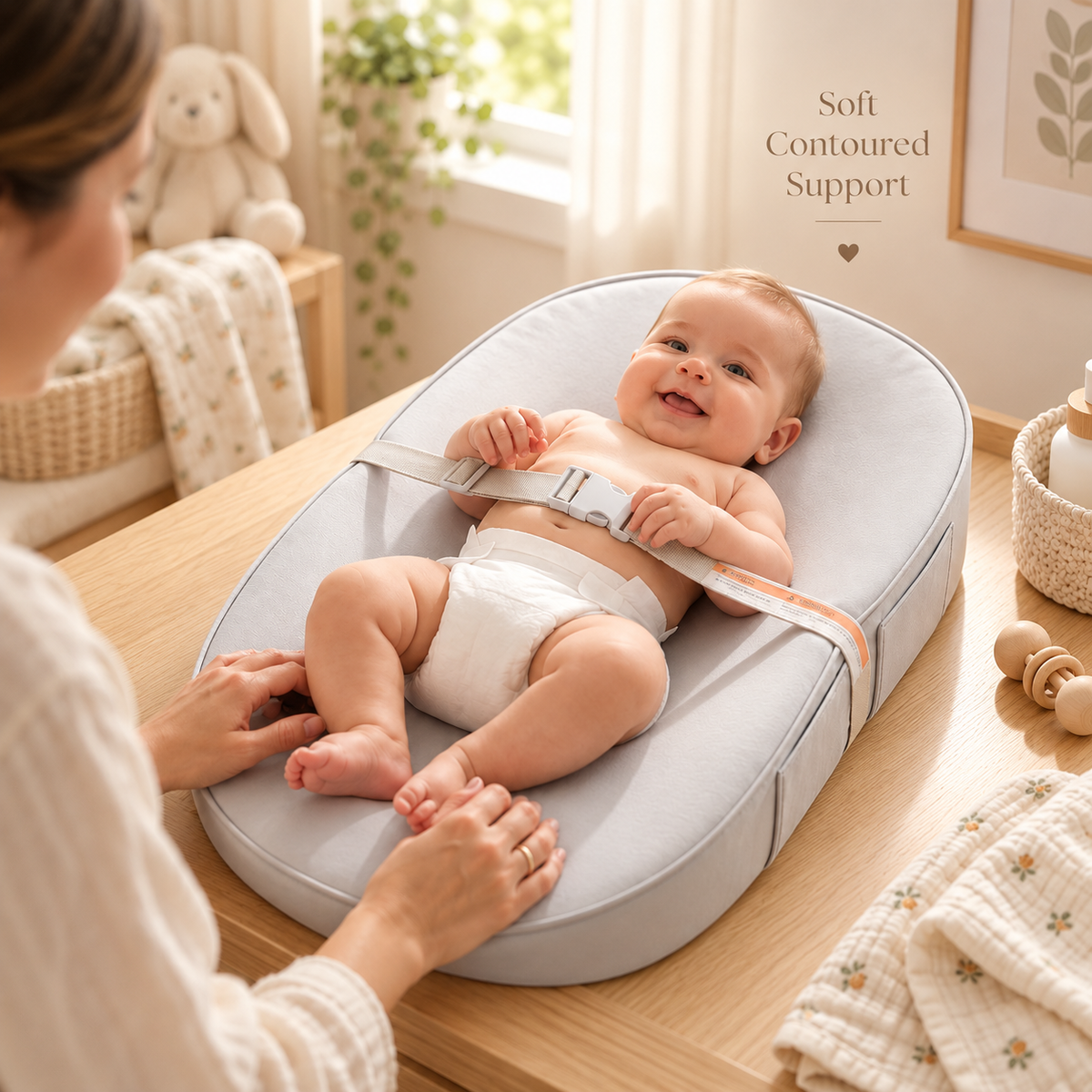 Contoured Baby Changing Pad with Removable Cover