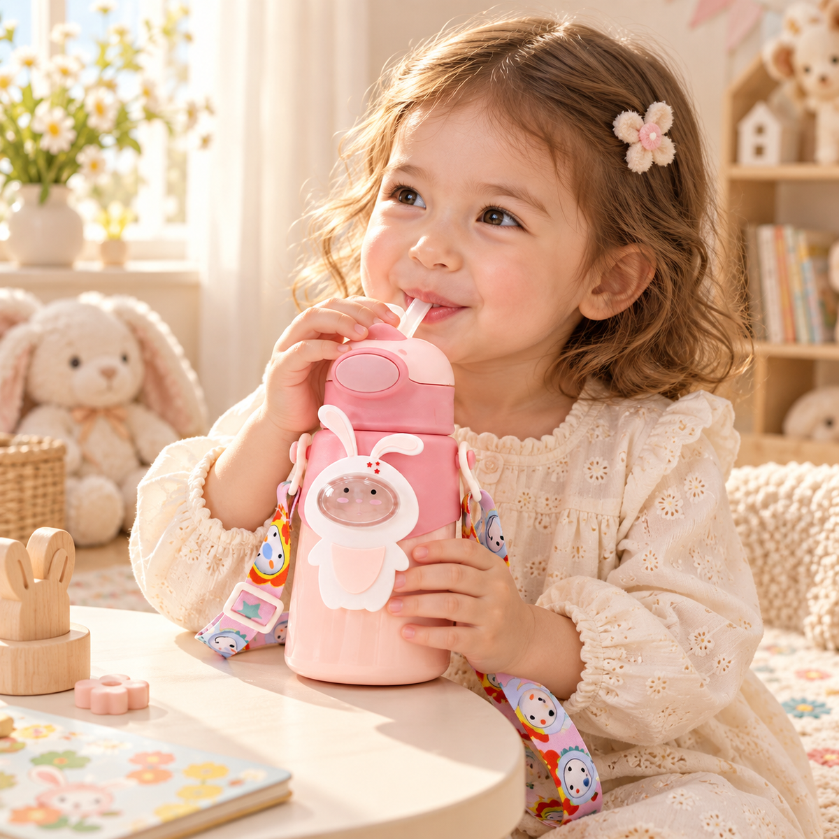 Dinosaur Baby Strap Double Lid Insulated Cup