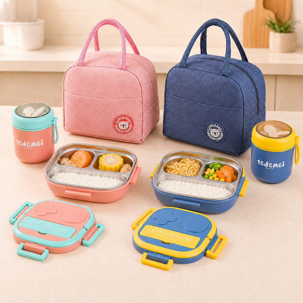 Complete Kids Lunch Kit — Bento Box, Insulated Bag & Soup Cup