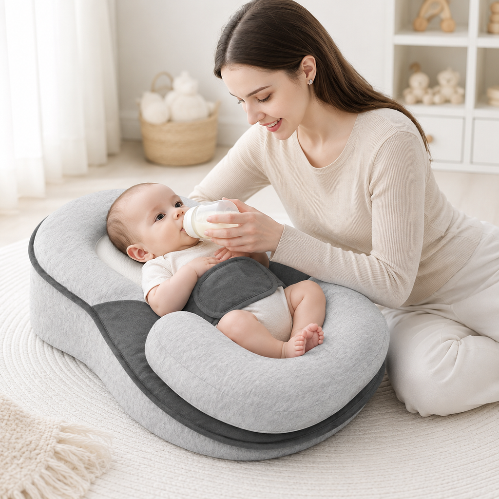 Baby Feeding Support Cushion — Gentle 15° Incline for Cleaner Bottle Feeds
