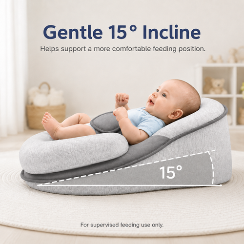 Baby Feeding Support Cushion — Gentle 15° Incline for Cleaner Bottle Feeds