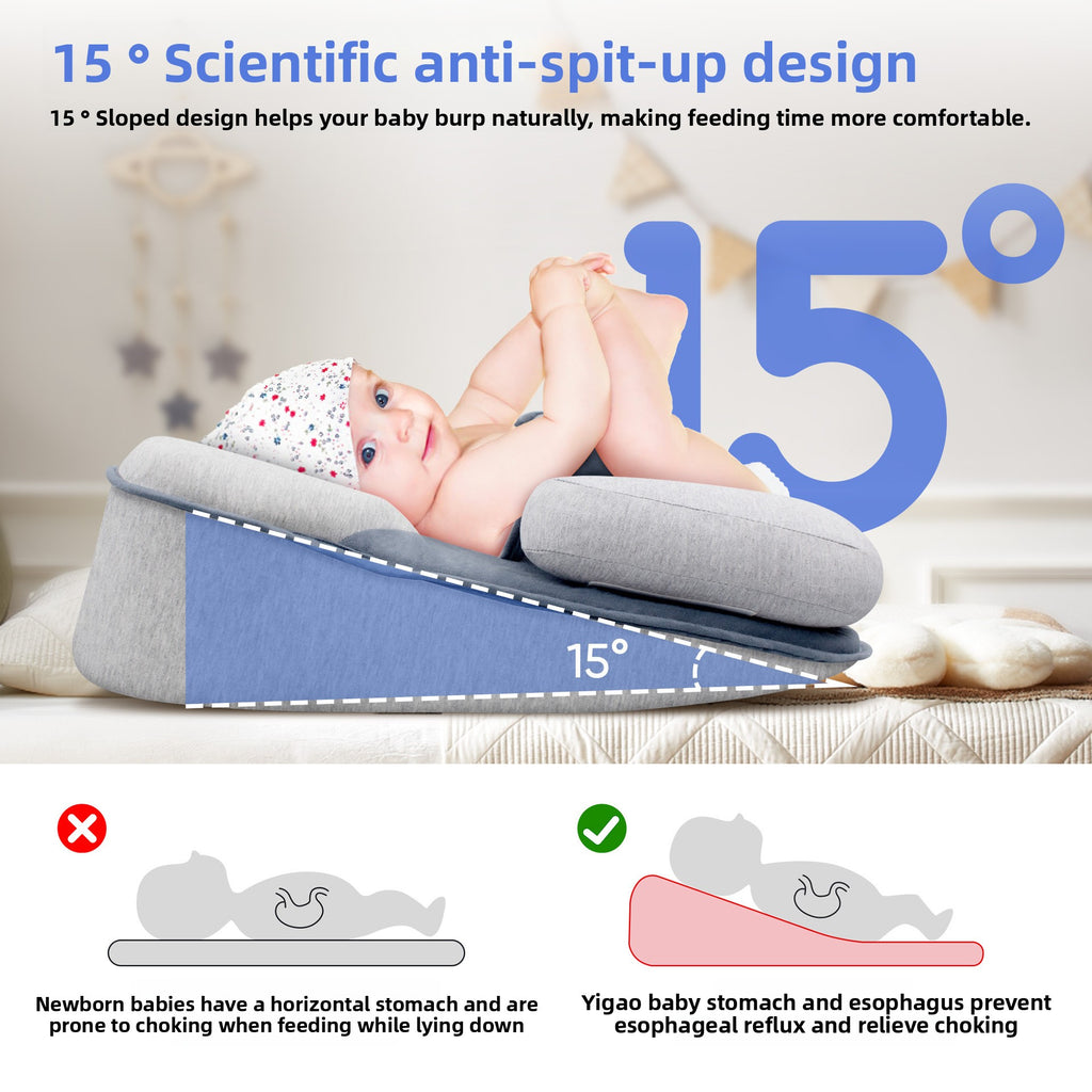 Baby Feeding Support Cushion — Gentle 15° Incline for Cleaner Bottle F ...