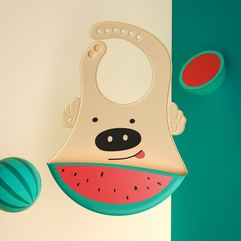 Easy-Clean Silicone Baby Bib with Spill Catcher